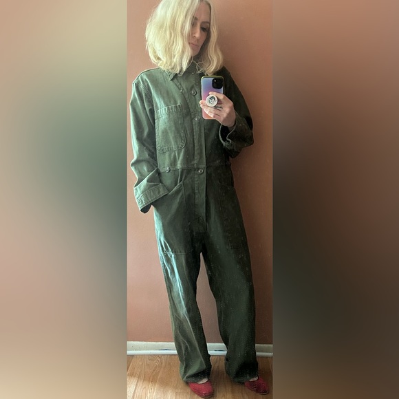 RARE VINTAGE COTTON SATEEN COVERALLS - Picture 2 of 12